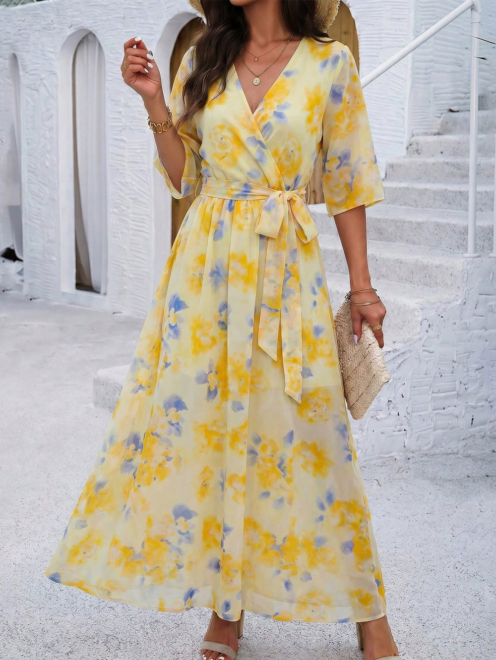 Zara Bohemian Print Chiffon Tie Summer Dress